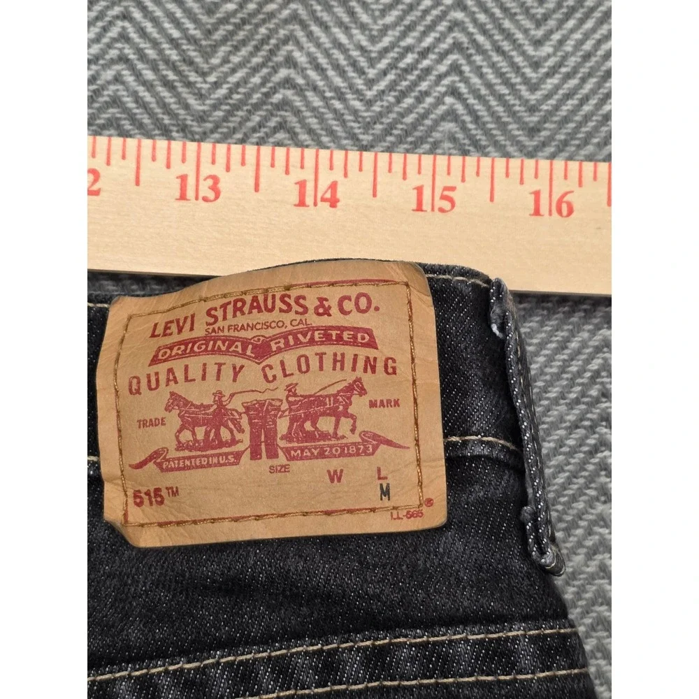 Levis 515 Boot Cut Lower Rise Jeans Black Denim Womens‎ 12M Dark Wash 0402